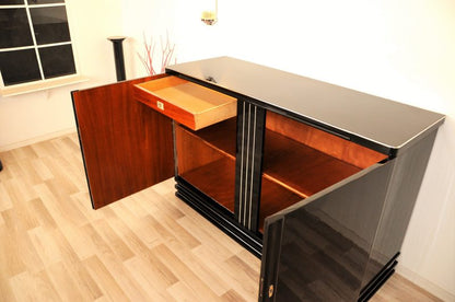 Art-Deco-Highboard in Hochglanzschwarz