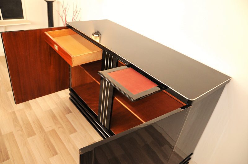 Art Deco Highboard in Hochglanz Schwarz
