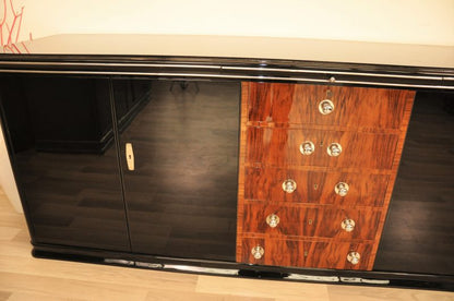 Großes Art Deco Sideboard mit Wurzelholz Schubladen