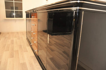 Großes Art Deco Sideboard mit Wurzelholz Schubladen