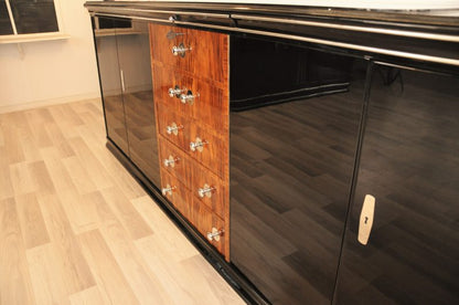 Großes Art Deco Sideboard mit Wurzelholz Schubladen