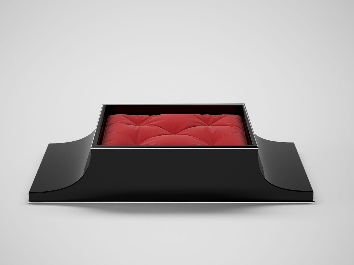 Klavierlack Design Hundebett mit Chromleisten und Kissen
