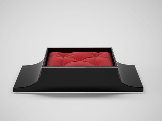 Klavierlack Design Hundebett mit Chromleisten und Kissen
