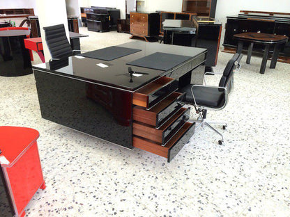 Bauhaus Design Partnerdesk XXL Hochglanz Schwarz