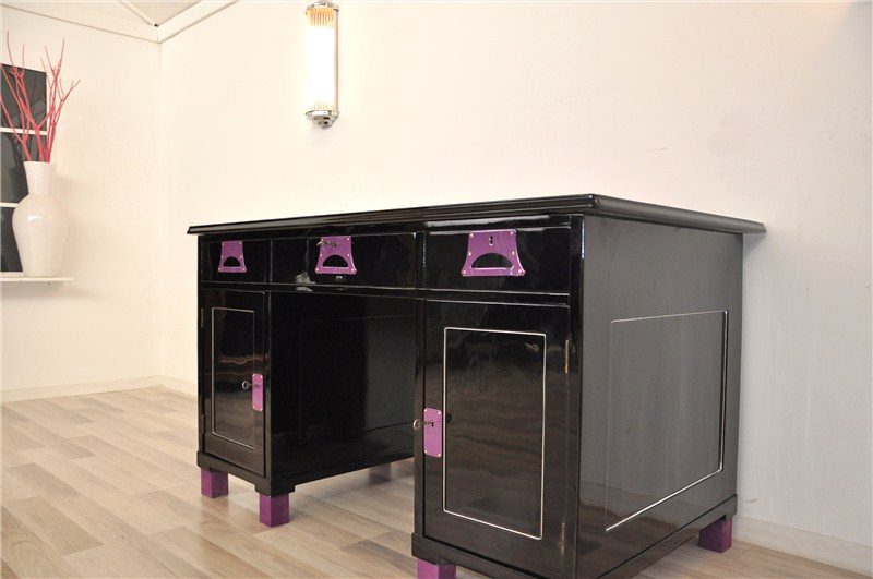 Art Deco Ladies Desk Black / Lilac