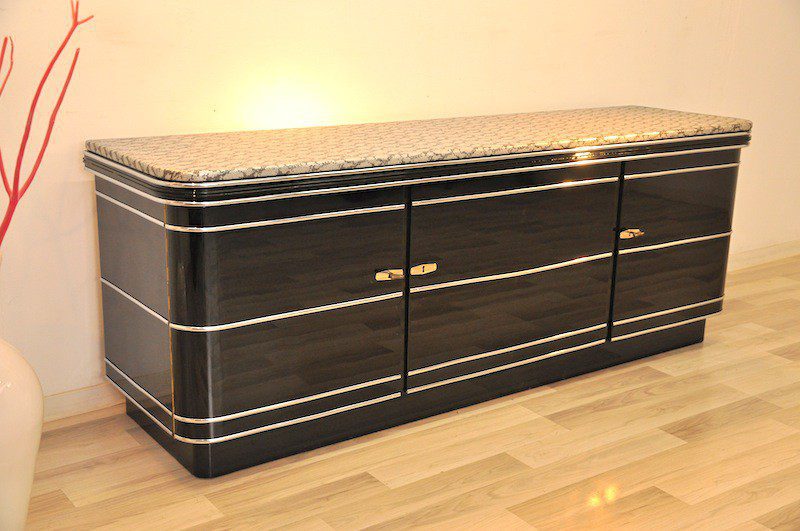 Art Deco Sideboard mit bezogener Platte