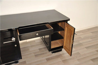 Art Deco Schreibtisch mit Lederapplikationen