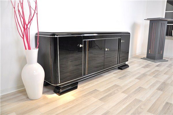 Art Deco Lowboard mit Lacobelglasplatte