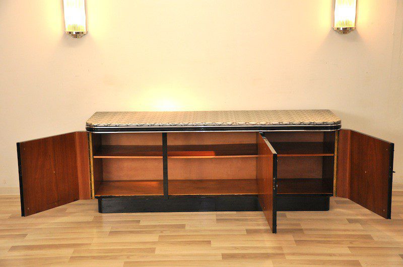 Art Deco Sideboard mit bezogener Platte