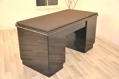 Art Deco Schreibtisch mit grau-schwarzer Metallic Lackierung