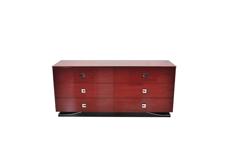 Large Art Deco Style Sideboard in Rosso Red