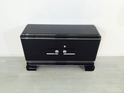 Kleine Art Deco Kommode mit Mahagoni Innenleben