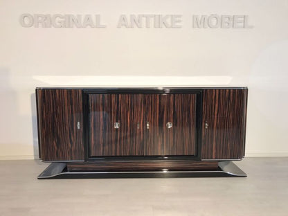 Art Deco Makassar Sideboard mit schwarzem Innenleben