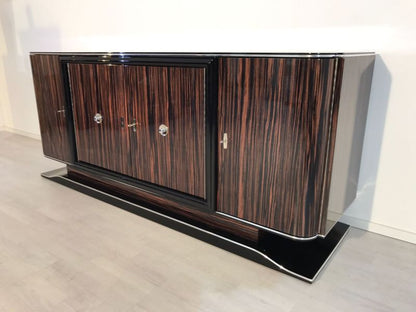 Art Deco Makassar Sideboard mit schwarzem Innenleben