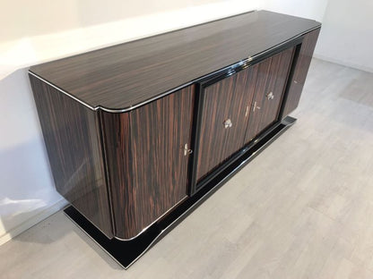 Art Deco Makassar Sideboard mit schwarzem Innenleben