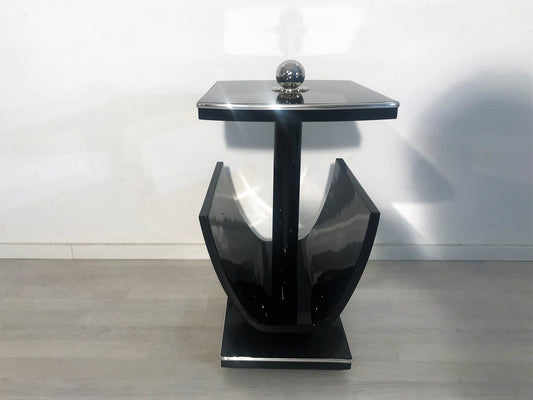Schwarzer Art Deco Rauchertsich oder Lesetisch hochglanz