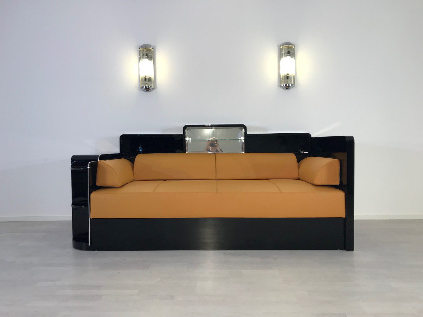 Schwarzes Art-Deco-Tagesbett