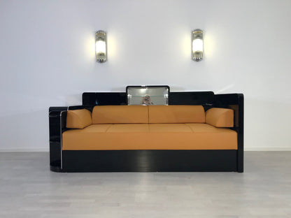 Schwarzes Art-Deco-Tagesbett