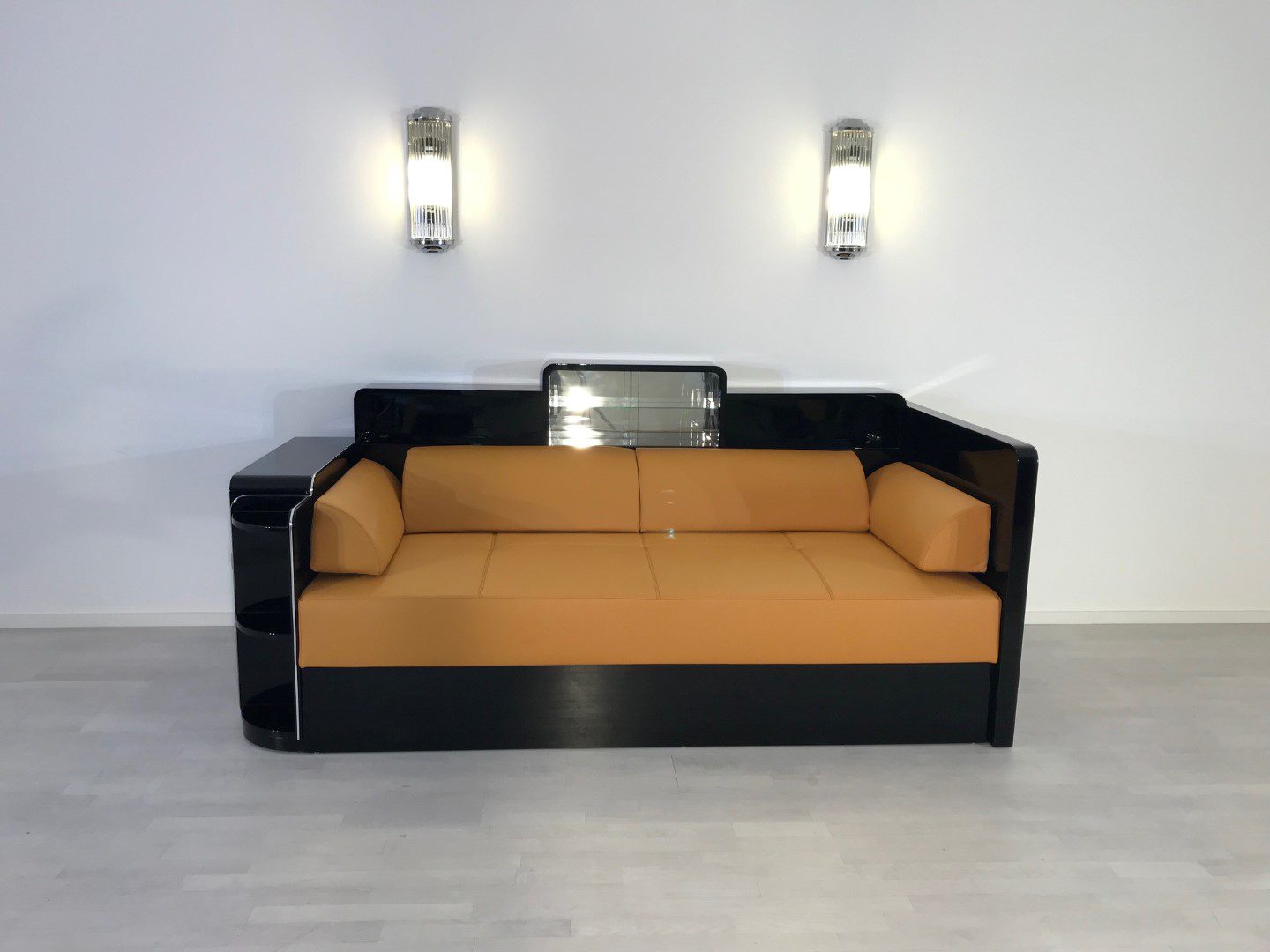 Schwarzes Art-Deco-Tagesbett