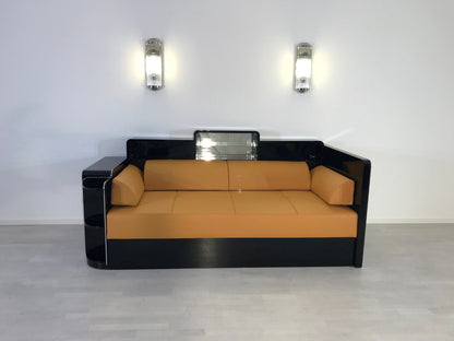 Schwarzes Art-Deco-Tagesbett