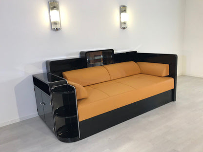 Schwarzes Art-Deco-Tagesbett
