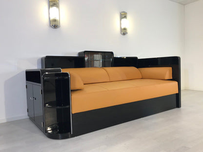 Schwarzes Art-Deco-Tagesbett