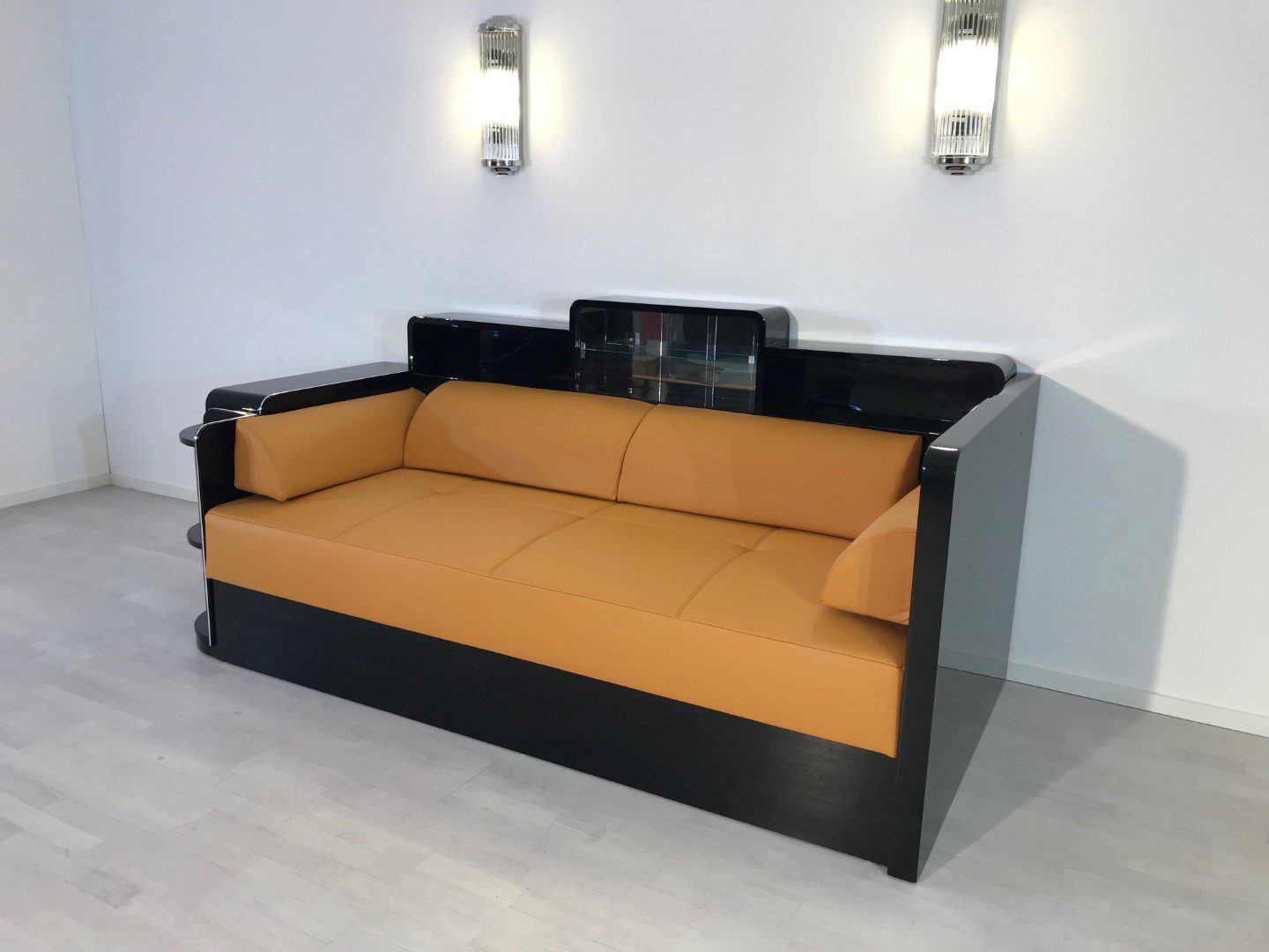 Schwarzes Art-Deco-Tagesbett