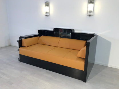 Schwarzes Art-Deco-Tagesbett