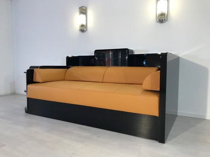 Schwarzes Art-Deco-Tagesbett