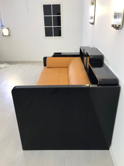 Schwarzes Art-Deco-Tagesbett