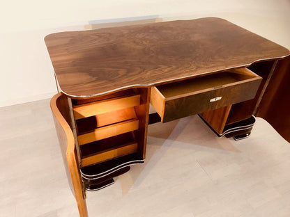 Originaler Art Deco Schreibtisch aus Wurzelholz