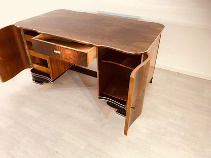 Originaler Art Deco Schreibtisch aus Wurzelholz