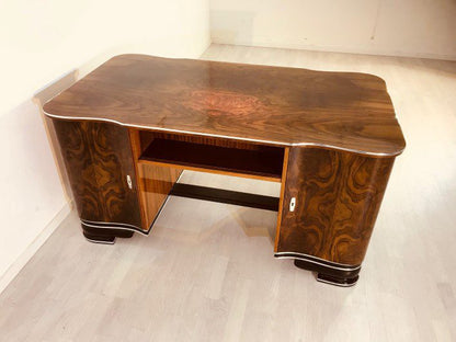 Originaler Art Deco Schreibtisch aus Wurzelholz