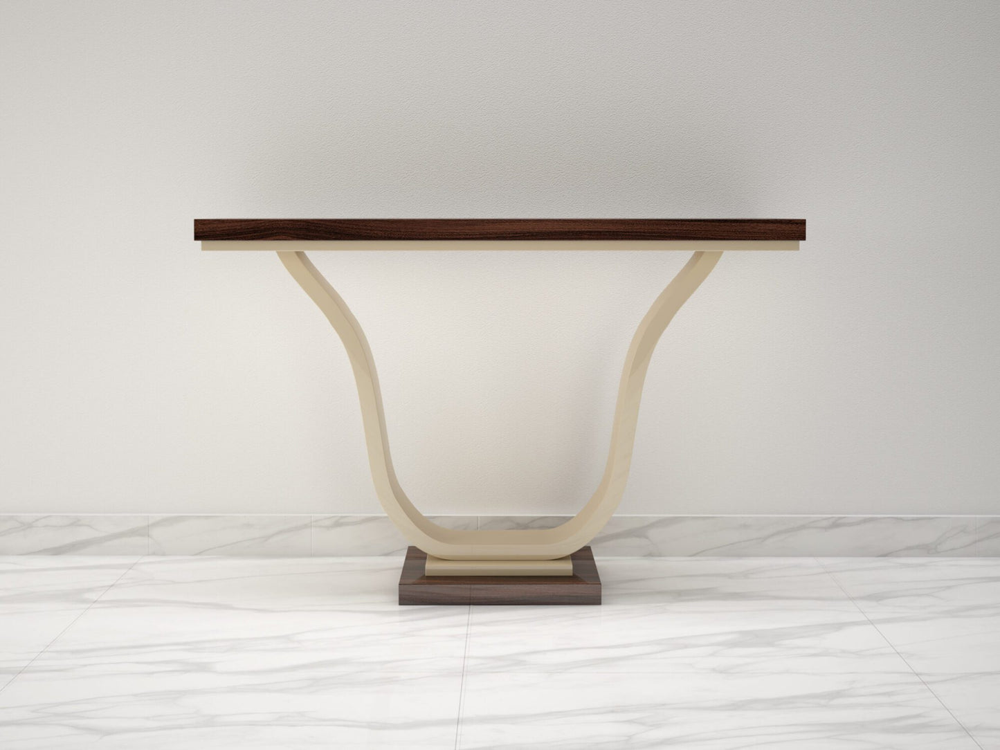 Makassarholz und Elfenbeinlack Design Konsolentisch