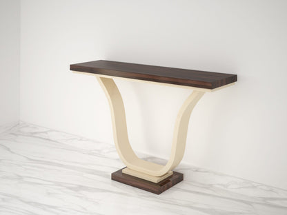 Makassarholz und Elfenbeinlack Design Konsolentisch