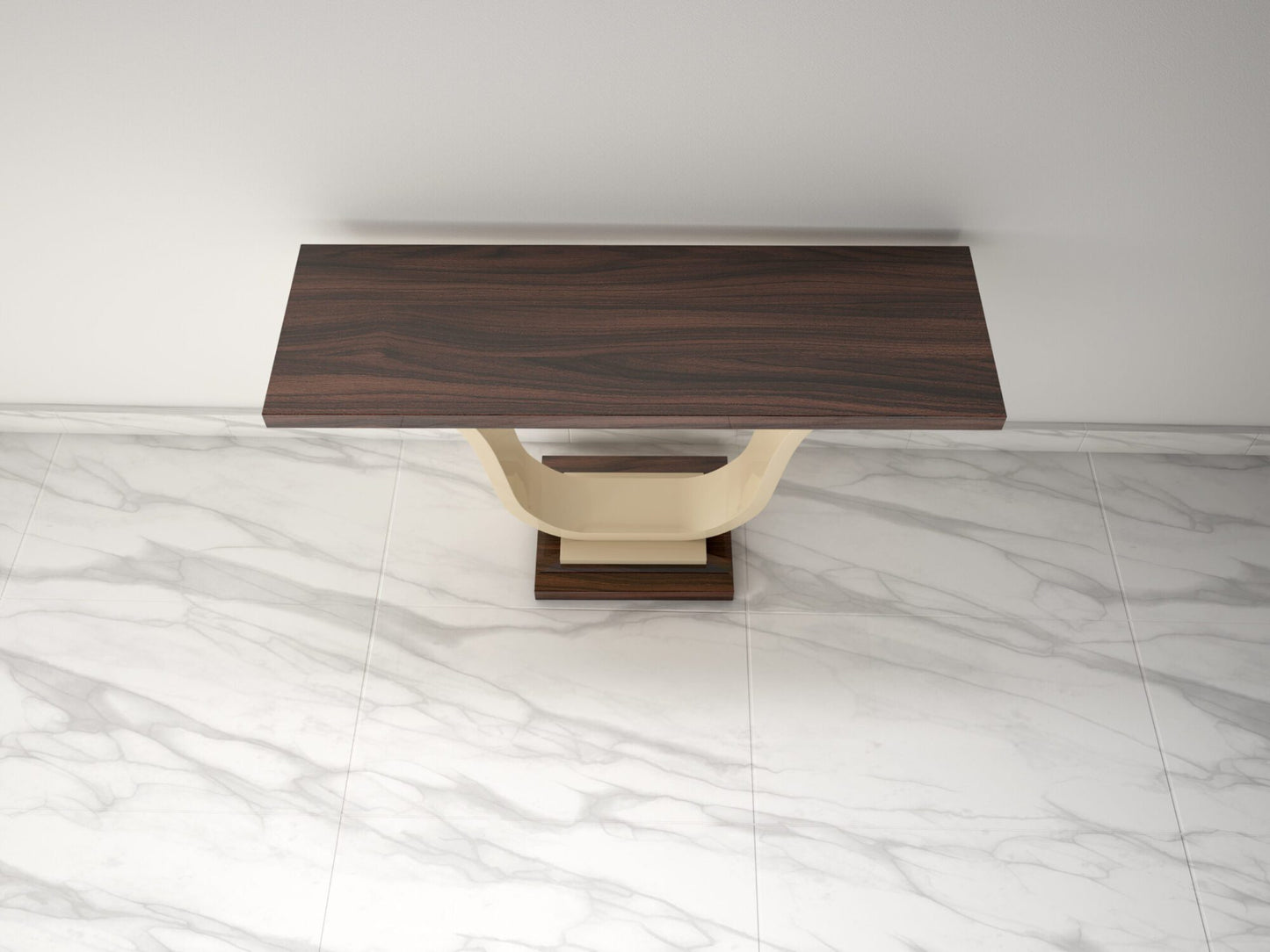 Makassarholz und Elfenbeinlack Design Konsolentisch
