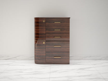 Design Makassar Schubladen Kommode mit Messinggriffen
