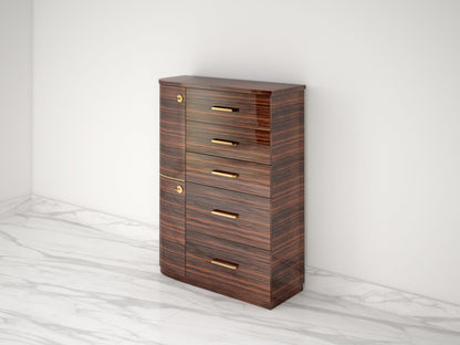 Design Makassar Schubladen Kommode mit Messinggriffen