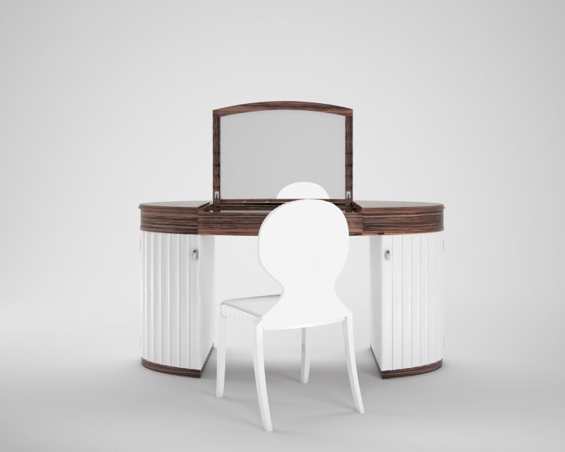Weißes Hochglanz Design Schminktisch-Set