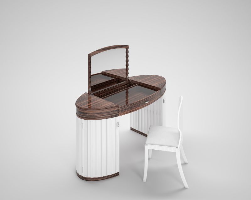 Weißes Hochglanz Design Schminktisch-Set