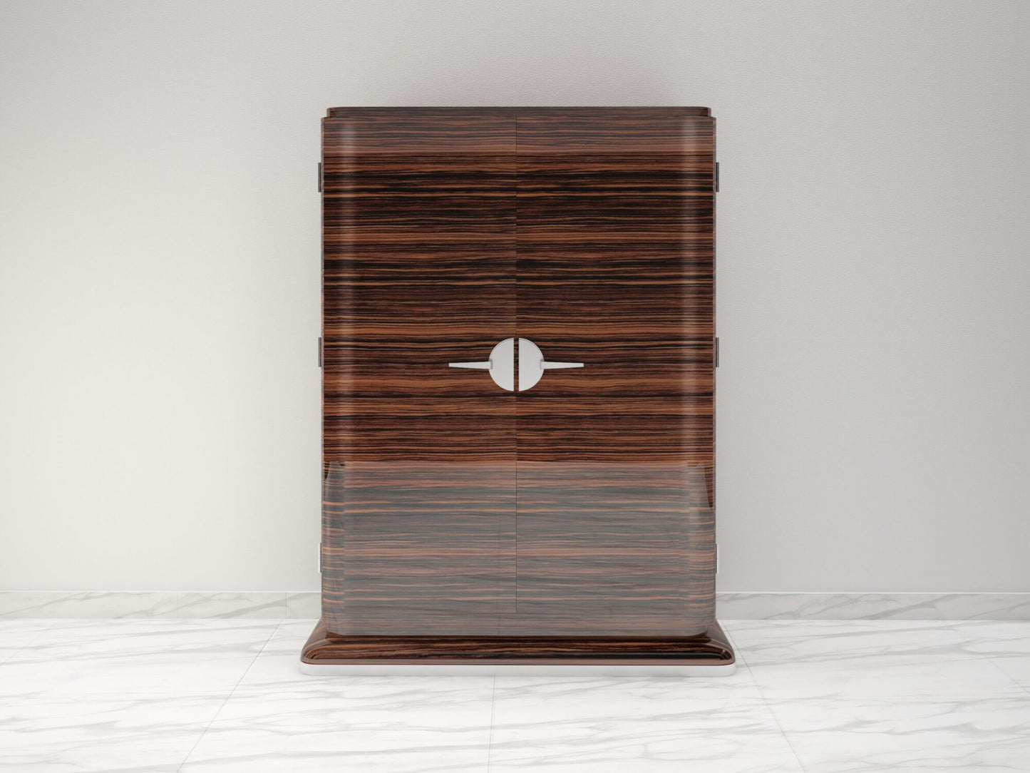 Moderner Design Schrank aus Makassar Chromgriffe Hochglanz