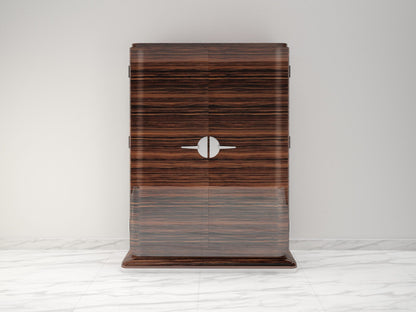 Moderner Design Schrank aus Makassar Chromgriffe Hochglanz