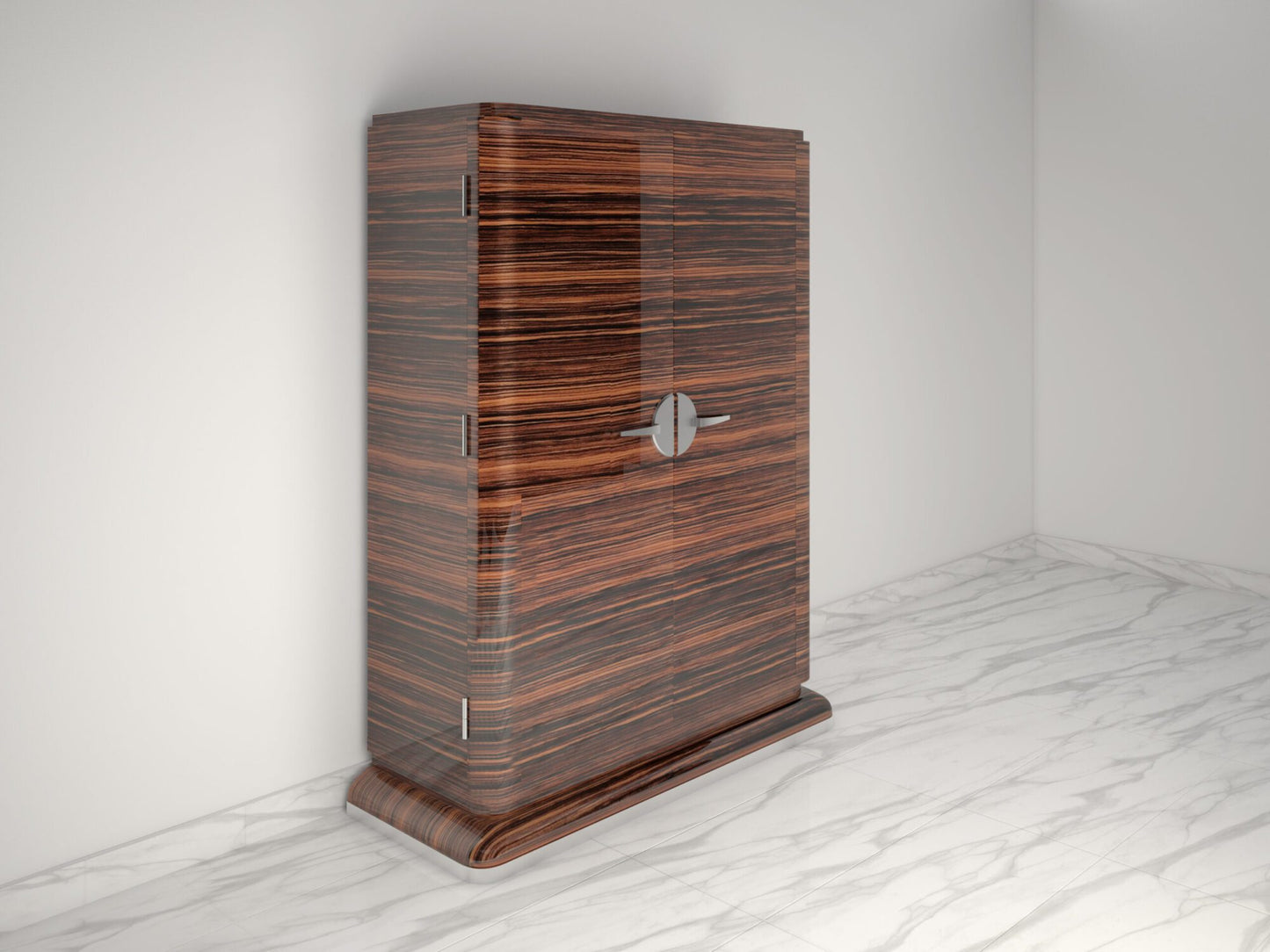Moderner Design Schrank aus Makassar Chromgriffe Hochglanz