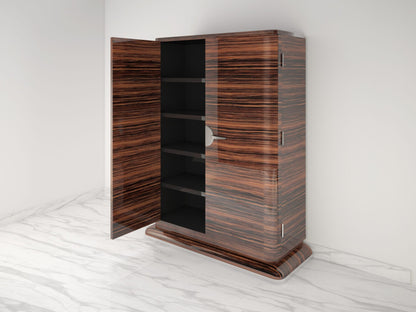 Moderner Design Schrank aus Makassar Chromgriffe Hochglanz