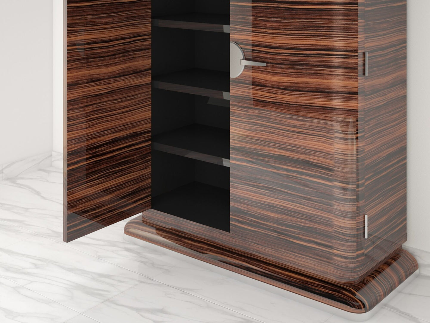 Moderner Design Schrank aus Makassar Chromgriffe Hochglanz