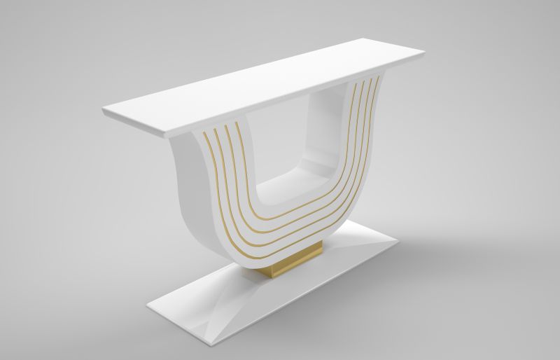 Weißer Design Konsolentisch mit Messingapplikationen