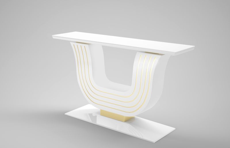 Weißer Design Konsolentisch mit Messingapplikationen