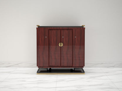 Palisander Kommode oder Sideboard mit polierten Messinggriffen