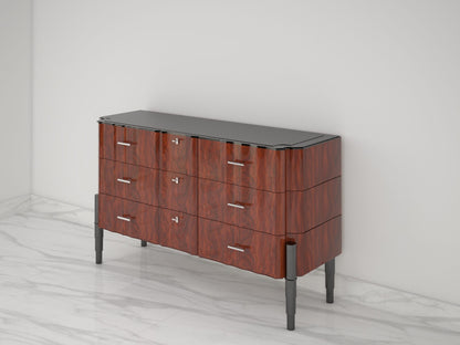 Nussbaum Art Deco Design Schubladen Kommode Hochglanz