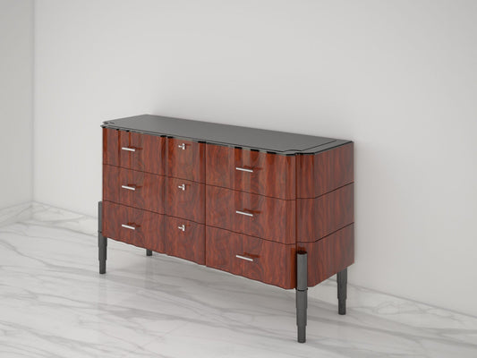 Nussbaum Art Deco Design Schubladen Kommode Hochglanz